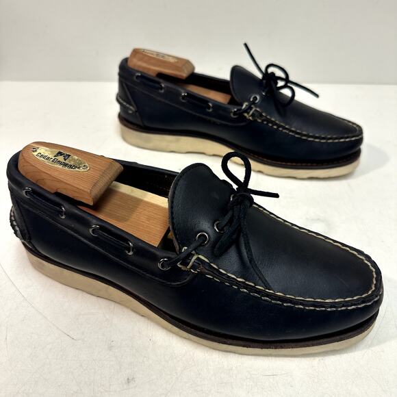 VERY GOOD Rancourt & Co. x Eastland Navy Blue Camp Moc Boat Shoe Maine USA 7.5 main image 4